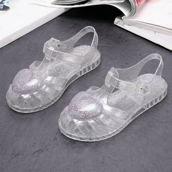 ATOGUTA Stylish Jelly Sandals for Girls - Closed-Toe Summer Dress Shoes, Comfortable for Toddlers, Little & Big Kids Black,Pink,Gold,White,Silver,Clear 0