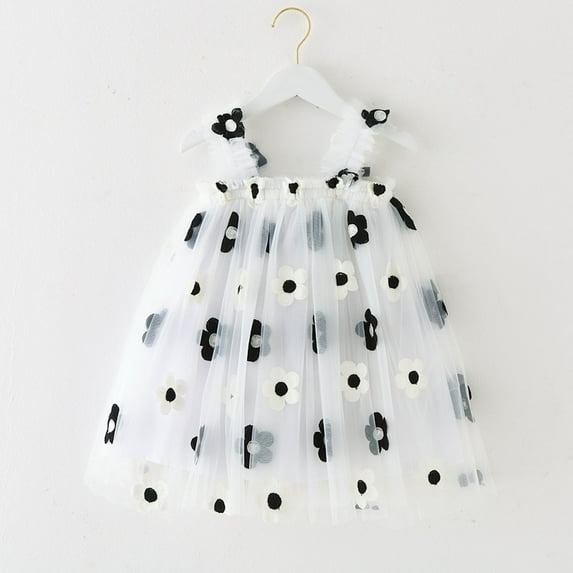 ATOGUTA Summer Dresses For Girls Layered Tutu Ruffle Dresses Twirly Summer Birthday Party Wedding Sundress Size 0-7, Black