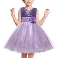 thumbnail image 1 of ATOGUTA Summer Dresses for Girls Tulle Princess Pageant Dress for Wedding Kids Gowns with Bow-knot Purple, Size 3T-10, 1 of 5