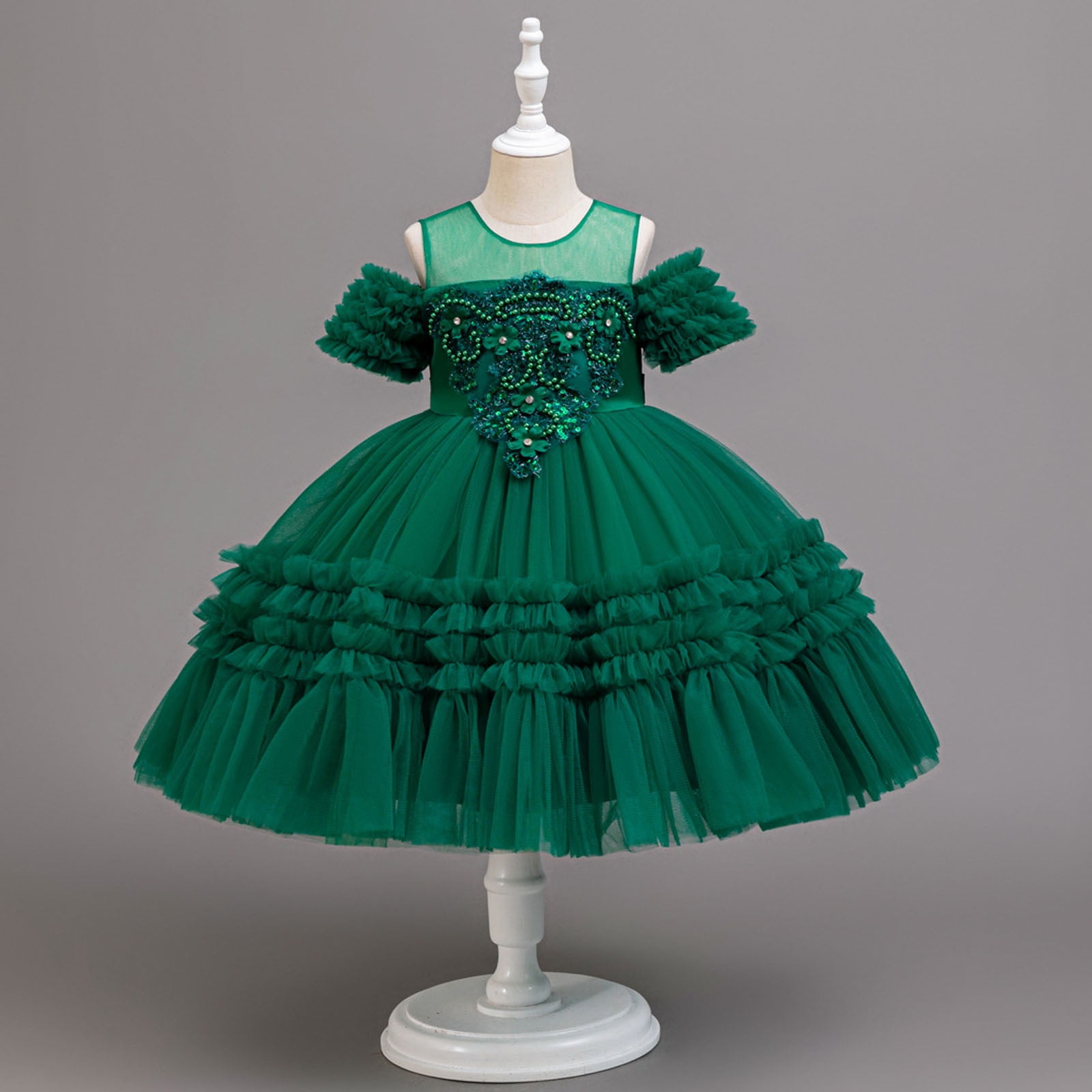 ATOGUTA Summer Dresses for Girlss Tulle Dress Tutu Birthday Princess Dresses Formal Photoshoot Outfit Summer Clothes Size 3T-12, Green