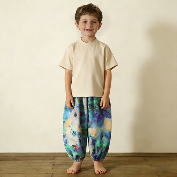 ATOGUTA Summer Pants for Boys Loose Sweatpants Elastic Waist Casual Jogger Pants with Pockets Size 1T-8, Green