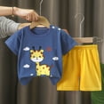 thumbnail image 1 of ATOGUTA Summer Outfits for Girls Cute Printed Short Sleeved T-Shirt Shorts Summer Set Dark Blue, Size 3M-5T, 1 of 3