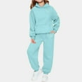 thumbnail image 1 of ATOGUTA Sweat Sets for Girls 2 Piece Print Fleece Sweatshirt Hoodie Sports Pants 2PC Girl Fall Winter Clothing Set Size 2T-13, Light Blue, 1 of 4