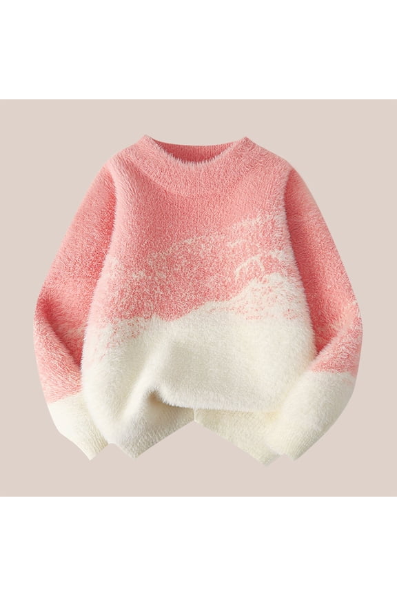 Sweater Girls Kids Casual Long Sleeve Knit Pullover Tops Size 3T-13, Pink