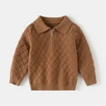 thumbnail image 1 of ATOGUTA Sweaters For Boys Kids Casual Long Sleeve Knit Collared Pullover Sweater Tops Size 2T-10, Brown, 1 of 5
