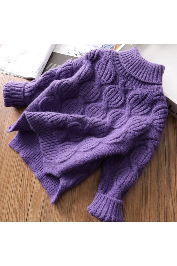 Sweaters for Toddler Long Sleeve Crew Neck Knit Pullover Jumper Top Purple, Size 12M-10