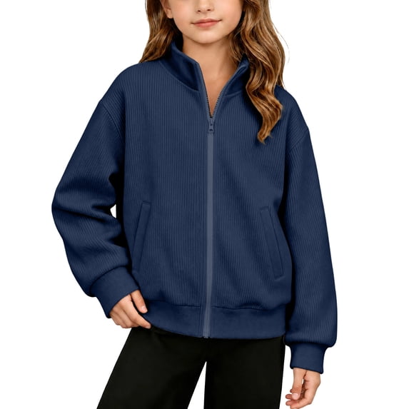 ATOGUTA Sweatshirt Boys Full Zip Up Long Sleeve Warm Uniform Sweatshirt Fall Winter Fashion Jacket With Pocket Size 4T-15