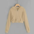 thumbnail image 1 of ATOGUTA Sweatshirt For Girls Cropped Zipper Hoodie Kids Fall Winter Sweatshirts Size 5T-14, Khaki, 1 of 6