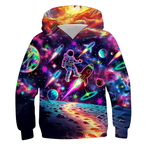 ATOGUTA Sweatshirt Kids Girls Boys Graphic Print Long Sleeve Fall Hoodies Drop Shoulder Pullover Sweatshirts Purple 4T-14