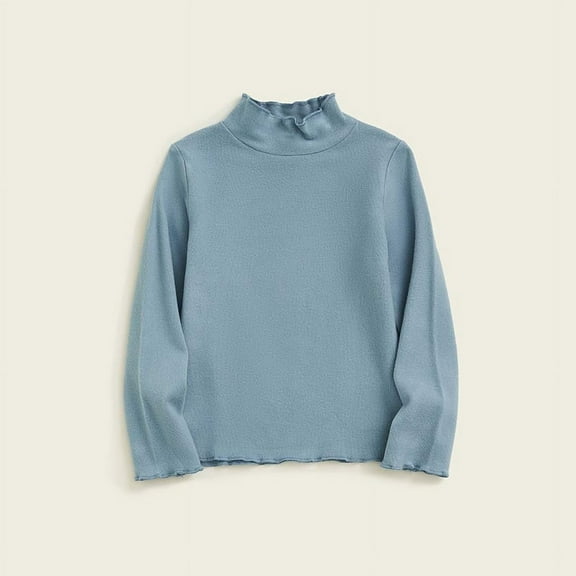 ATOGUTA Sweatshirts for Boys Girls Turtleneck Solid Color Long Sleeve Shirts Mock Neck Shirt Blouse Autumn Winter Clothes Sky Blue 6M-10