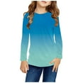 thumbnail image 1 of ATOGUTA Sweatshirts for Girls Blue Long Sleeve T Shirts Color Block Crewneck Casual Cute Tops Blouse Size 3T-14, 1 of 5