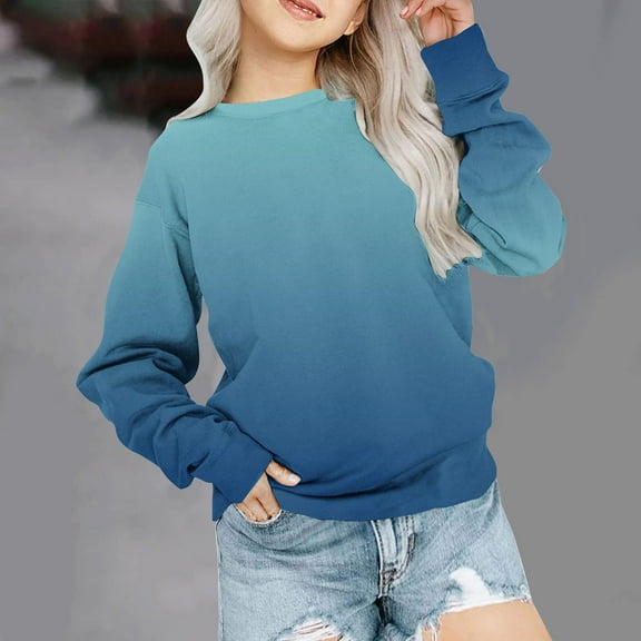 ATOGUTA Sweatshirts for Kids Crewneck Blouse Shirt Tops Warm Fall Winter Clothes Blue, Size 1T-12