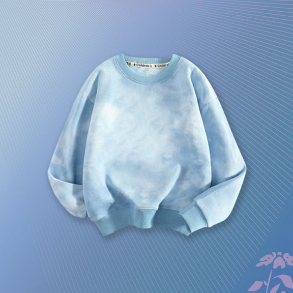 ATOGUTA Sweatshirts for Kids Tie-Dye Sweatshirt Long Sleeve Base Shirt Blue, Size 1T-8