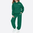 thumbnail image 1 of ATOGUTA Sweatsuits 2Pcs Sets Girls Print Fleece Sweatshirt Hoodie Sports Pants 2PC Girl Fall Winter Clothing Set Size 2T-13, Green, 1 of 4