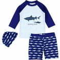 thumbnail image 1 of ATOGUTA Swimsuit Boy 3-Pieces Long Sleeve Bathing Suit Rashguard Summer Beach Swimwear Sets Size 2T-13, Blue, 1 of 2