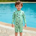 thumbnail image 1 of ATOGUTA Swimsuit Kid Long Sleeve Rash Guard One Piece Swimsuits with UV Protection Sunsuit Size 0-4T, Green, 1 of 6