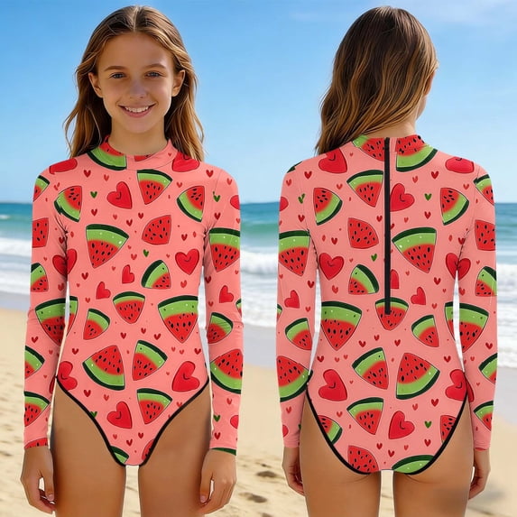 ATOGUTA Swimsuit for Girls Long Sleeve Rash Guard Bathing Suit Beach Swimwear Swimming Set Size 2T-13, Multicolor