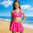 thumbnail image 1 of ATOGUTA Swimsuits for Girl 3 Piece Bathing Suits Summer Bikini Tankini Sets with Cover Up Skirt Size 7-13, Hot Pink, 1 of 6