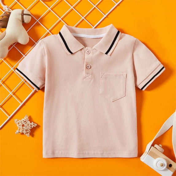 ATOGUTA T Shirt Boy School Tees Summer Cute Tops Short Sleeve Collared T Shirts Pink, Size 2T-14