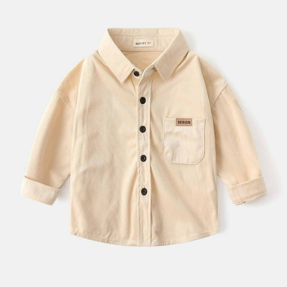 ATOGUTA T-Shirt Boy and Boys Kids Casual Dress Western Long Sleeve Snap Button Down Shirts Khaki 3T-9
