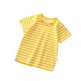 thumbnail image 1 of ATOGUTA T-Shirt Boy and Girls Cute Stripe Tees Short Sleeve Crewneck Tops Yellow, Sizes 6M-8, 1 of 2