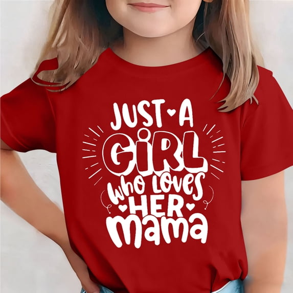 ATOGUTA T-Shirts for Girls Kids Happy Mother’s Day T-Shirt with I Love Mommy Graphic Red, Size 3T-15