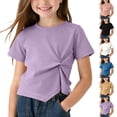 thumbnail image 1 of ATOGUTA T-Shirts for Girls Short Sleeve Tops Crewneck Cute Graphic Girls Tee Shirt Purple, Size 1T-9, 1 of 6