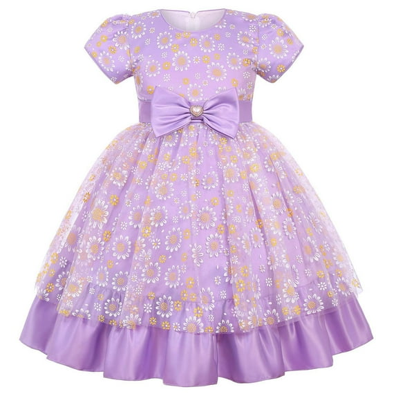 ATOGUTA Tea Party Dress for Little Girls Birthday Wedding Pageant Party Formal Tutu Dresses Purple, Size 2T-8