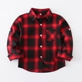 thumbnail image 1 of ATOGUTA Teen Boy Jackets Breathable Woven Boys Long Sleeve Button Down Shirts Classic Plaid Shirt Size 1T-13, Red, 1 of 3