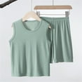 thumbnail image 1 of ATOGUTA Teen Boys' Girls' Pajama Sets 2T-16 Tank Shorts Pjs Cute Summer Loungewear Nightwear Set Green, 1 of 3
