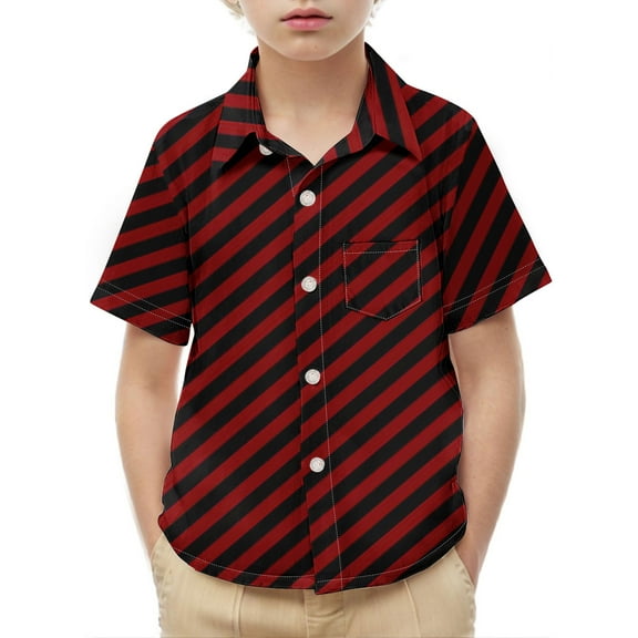 ATOGUTA Teen Boys Shirts Kids Casual Button Down Shirts with Chest Pocket Red, 2-15 Years