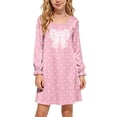 thumbnail image 1 of ATOGUTA Teen Girl Dress Long Sleeve Crewneck A-Line Fall Casual T-Shirt Dresses Pink, Size 5T-15, 1 of 1