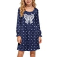 thumbnail image 1 of ATOGUTA Teen Girl Dress Long Sleeve Crewneck A-Line Fall Casual T-Shirt Dresses Red, Size 5T-15, 1 of 8