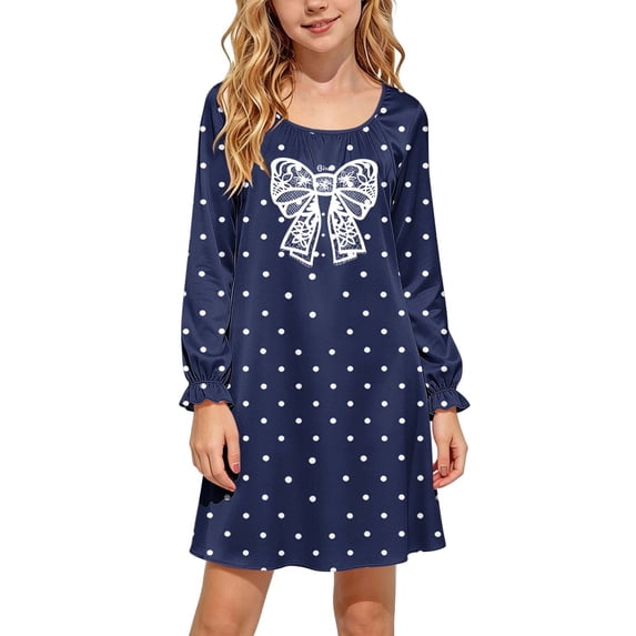 ATOGUTA Teen Girl Dress Long Sleeve Crewneck A-Line Fall Casual T-Shirt Dresses Red, Size 5T-15