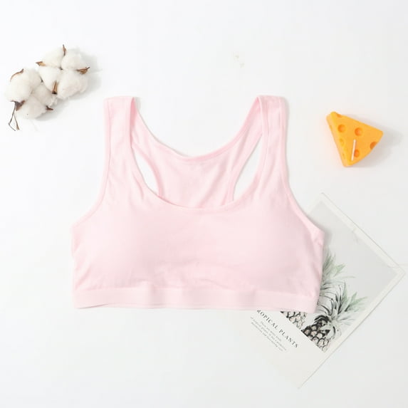 ATOGUTA Teen Girls Bra Size 7-11 Seamless Racerback Training Bras for Girls Removeable Pads Pink