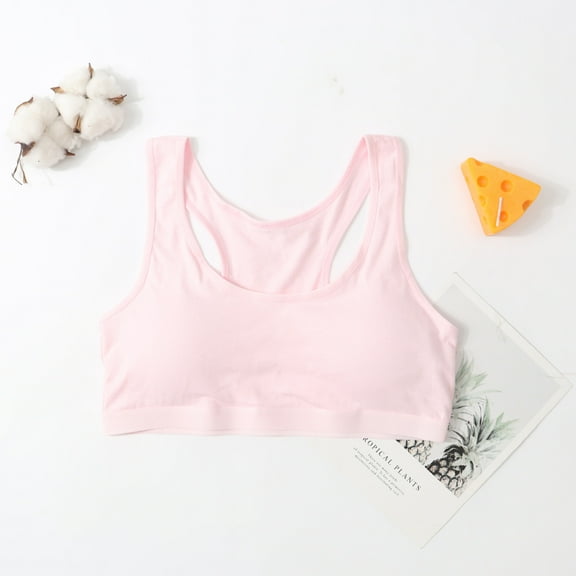 ATOGUTA Teen Girls Bra Size 7-11 Seamless Racerback Training Bras for Girls Removeable Pads Pink