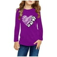 thumbnail image 1 of ATOGUTA Teen Girls Shirts Purple Long Sleeve Shirts Kids Fashion Crewneck Tunic Tops Halloween Shirt Size 3T-14, 1 of 5