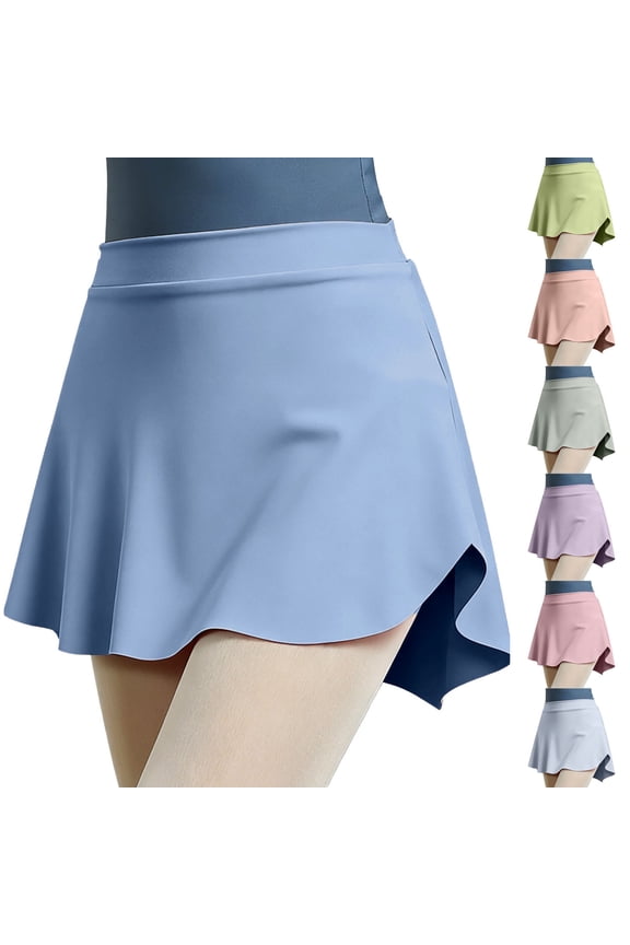 Teen Girls Skirts Casual Mini Flare Pleated Stretch Waist Skater Dance Party School Uniform Skirts Size 2T-15, Blue