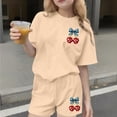 thumbnail image 1 of ATOGUTA Teen Outfits For Girls Kids Short Sleeve T-Shirts Elastic Waist Shorts Casual Summer 4th of July Clothing Sets Size 3T-15, Beige, 1 of 6