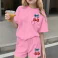 thumbnail image 1 of ATOGUTA Teen Outfits For Girls Kids Short Sleeve T-Shirts Elastic Waist Shorts Casual Summer 4th of July Clothing Sets Size 3T-15, Pink, 1 of 6