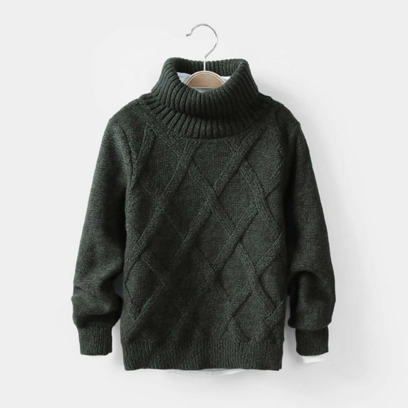 ATOGUTA Teen Sweaters Knitted Sweater Pullover Long Sleeve Turtleneck Sweater Green, Size 2T-12