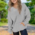 thumbnail image 1 of ATOGUTA Teen Sweatshirts V Neck Long Sleeve T-Shirts with Cute Casual Tees for Everyday Size 2T-12, Gray, 1 of 6