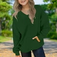 thumbnail image 1 of ATOGUTA Teen Sweatshirts V Neck Long Sleeve T-Shirts with Cute Casual Tees for Everyday Size 2T-12, Green, 1 of 6