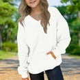 thumbnail image 1 of ATOGUTA Teen Sweatshirts V Neck Long Sleeve T-Shirts with Cute Casual Tees for Everyday Size 2T-12, White, 1 of 6