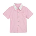 thumbnail image 1 of ATOGUTA Teen Tshirt Short Sleeve Dress Shirts Formal Uniform Woven Kids' Casual Collared Shirt Pink, Size 3T-11, 1 of 3