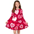 thumbnail image 1 of ATOGUTA Teenager Dresses Girls Valentines Long Sleeve T-Shirt Dresses Kids Spring A-Line Twirly Skater Dresses Size 4T-14, Watermelon Red, 1 of 6