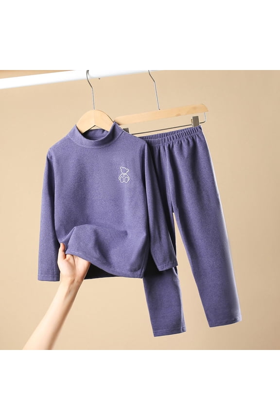 Thermal Underwear for Kids, Boys Long Sleeve Underwear Fleece Base Layer Thermals Top and Bottom Set, 1T-14