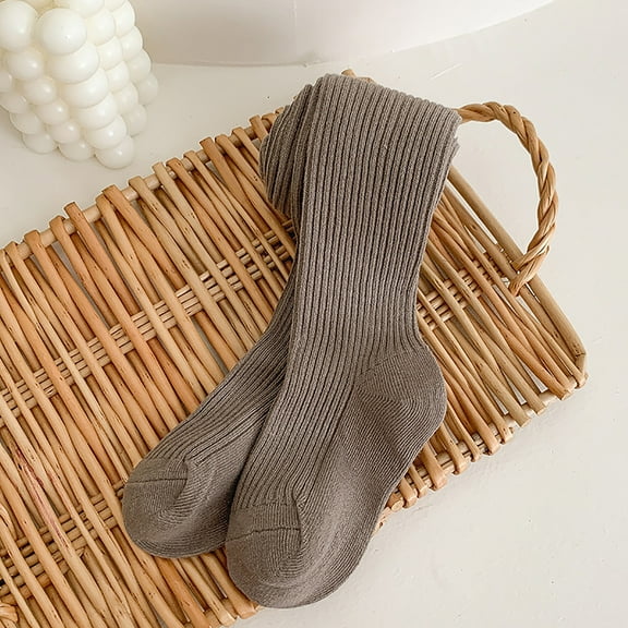 ATOGUTA Tights for Girls Footed Dance Tights Toddler Warm School Stockings Kids Leggings Khaki, Sizes 4T-10