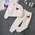 thumbnail image 1 of ATOGUTA Toddler Baby Girl Clothes Fuzzy Drop Shoulder Sweatshirt with Sweatpants Two Piece Sports and Casual Outfit, Sizes 3T-7, 1 of 6