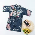 thumbnail image 1 of ATOGUTA Toddler Baby Kids Girls Flower Print Silk Satin Kimono Robes Bathrobe Sleepwea Navy, Size 18M-7, 1 of 9